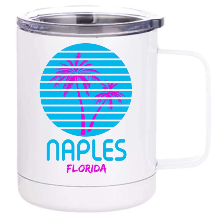 Naples Florida Retro Palm Tree Sunset Front & Back 12oz Stainless Steel Tumbler Cup