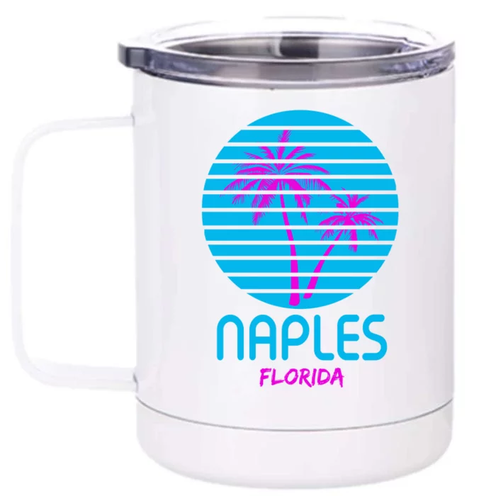 Naples Florida Retro Palm Tree Sunset Front & Back 12oz Stainless Steel Tumbler Cup