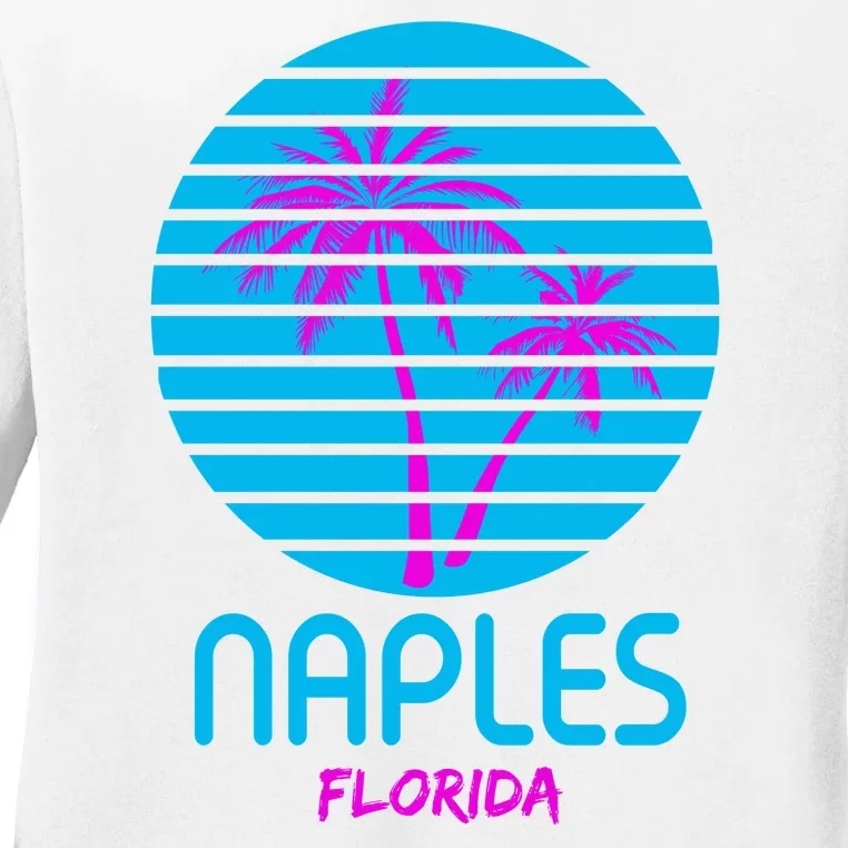 Naples Florida Retro Palm Tree Sunset Ladies Long Sleeve Shirt