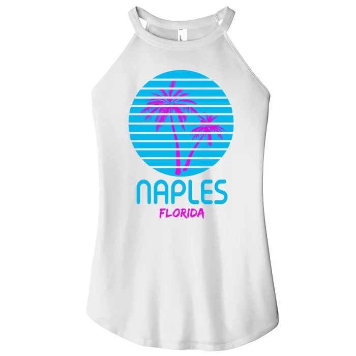 Naples Florida Retro Palm Tree Sunset Women’s Perfect Tri Rocker Tank