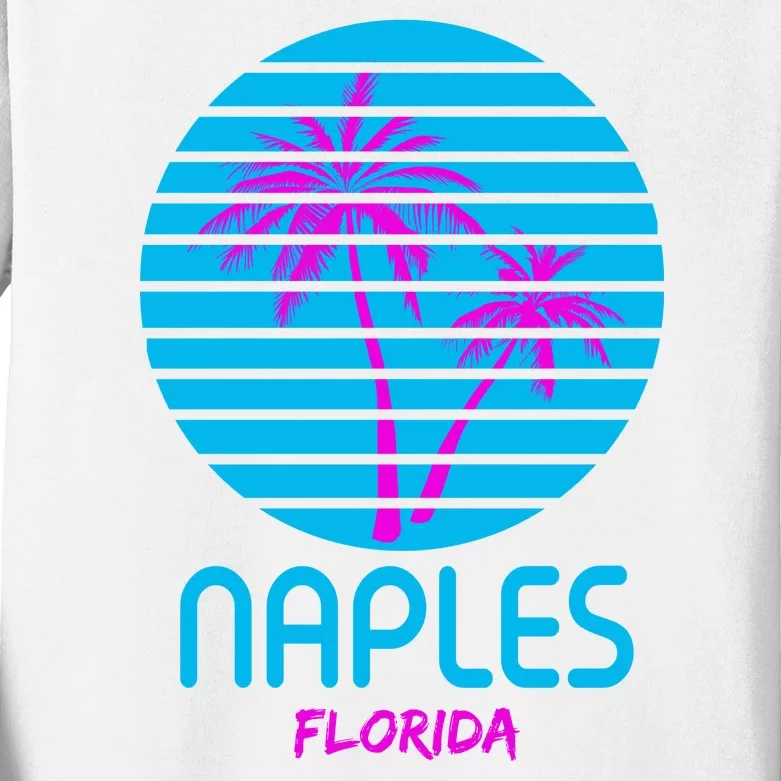 Naples Florida Retro Palm Tree Sunset Kids Long Sleeve Shirt