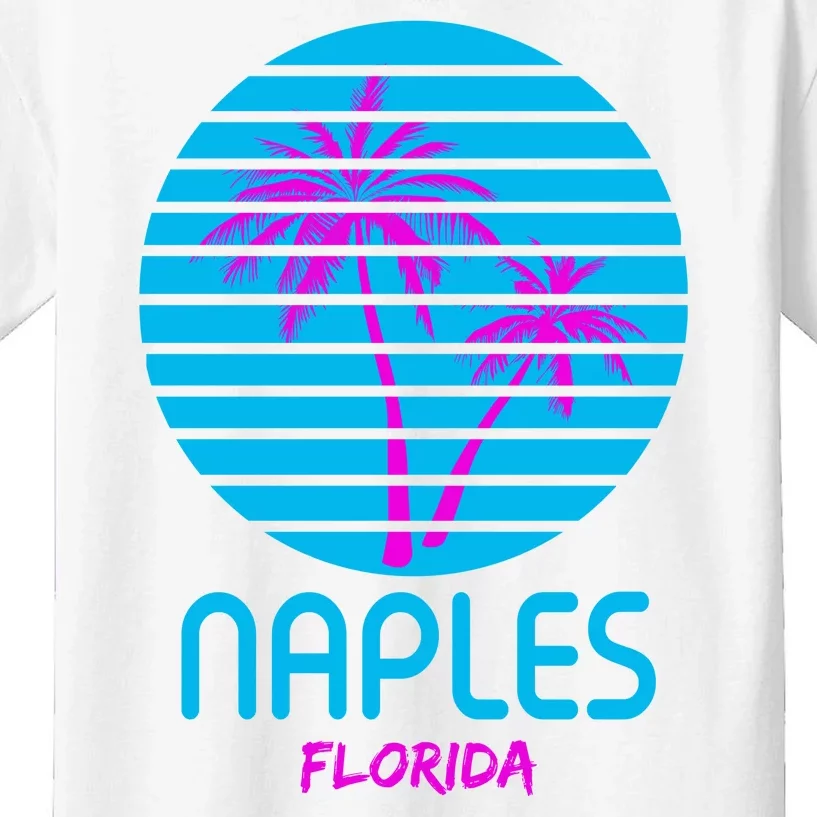 Naples Florida Retro Palm Tree Sunset Kids T-Shirt