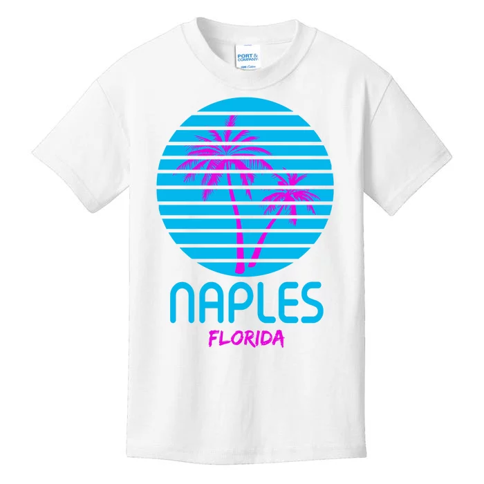 Naples Florida Retro Palm Tree Sunset Kids T-Shirt