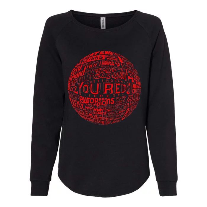 Nottingham Forest Red Typography Football Womens California Wash Sweatshirt