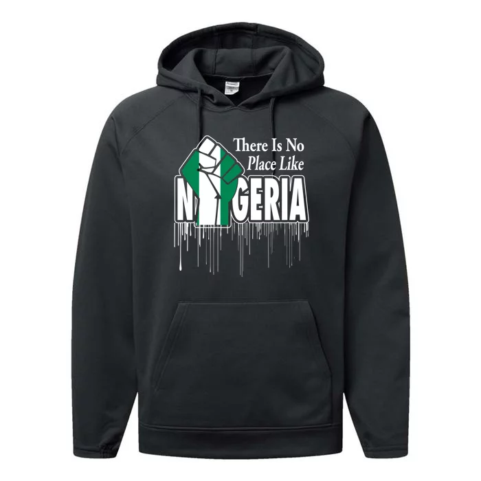 Nigerian Flag Raised Fist Performance Fleece Hoodie