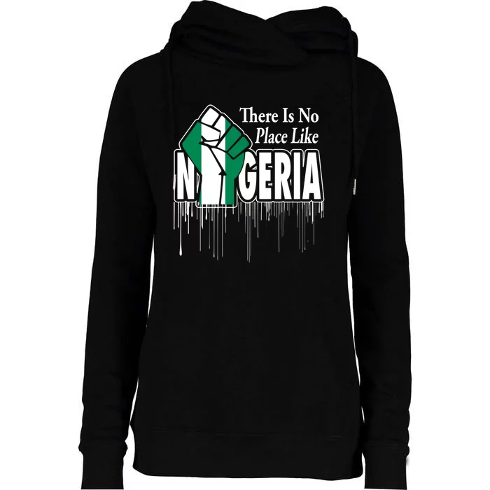 Nigerian Flag Raised Fist Womens Funnel Neck Pullover Hood