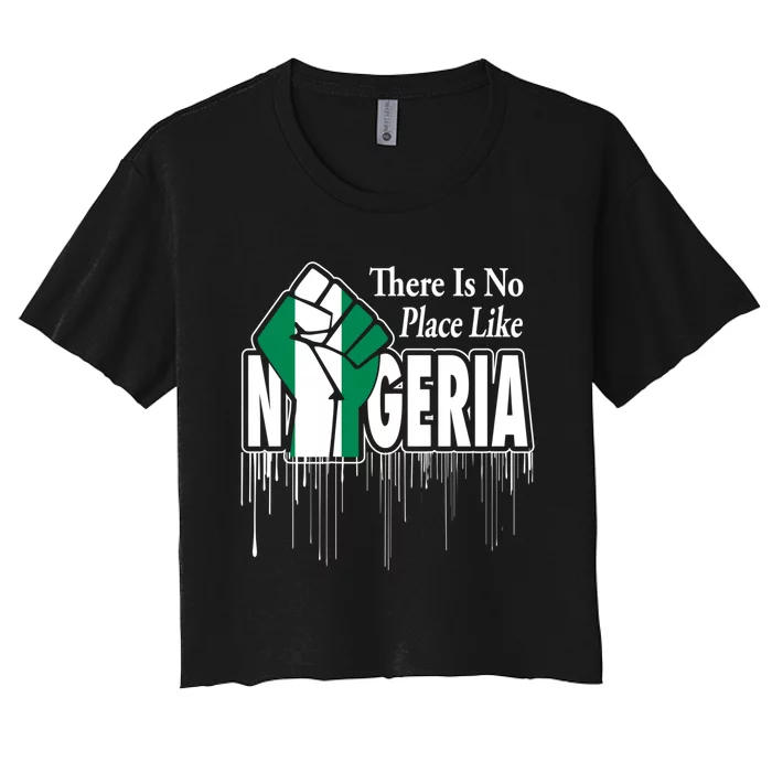 Nigerian Flag Raised Fist Women's Crop Top Tee