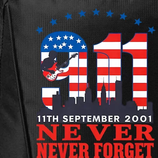 Never Forget September 11 2001 Memorial Day American Flag City Backpack