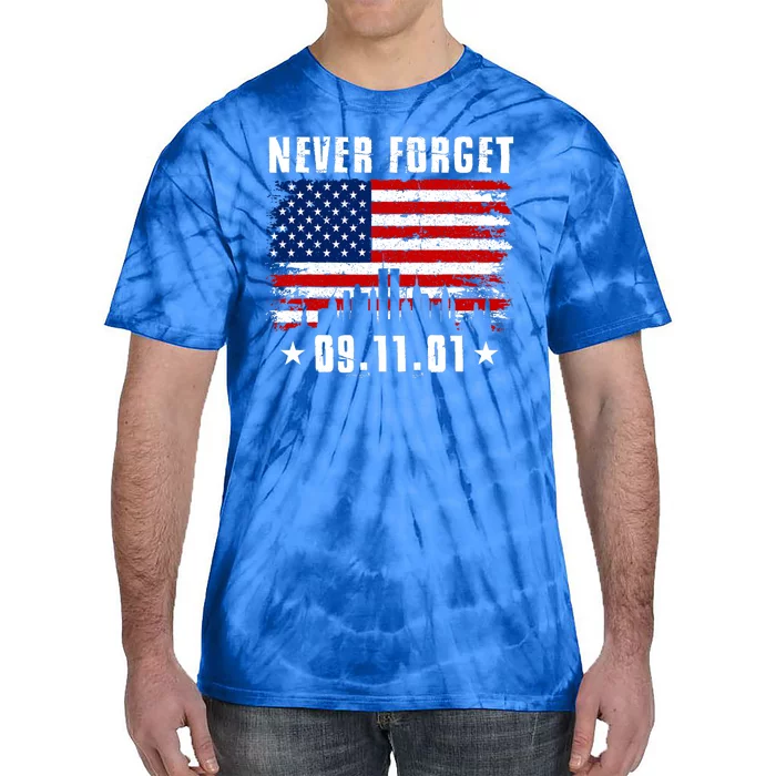 Never Forget September 11 2001 Memorial Day American Flag Tie-Dye T-Shirt