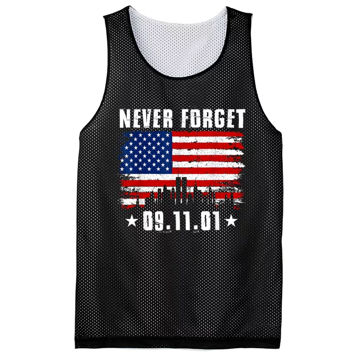 Never Forget September 11 2001 Memorial Day American Flag Mesh Reversible Basketball Jersey Tank