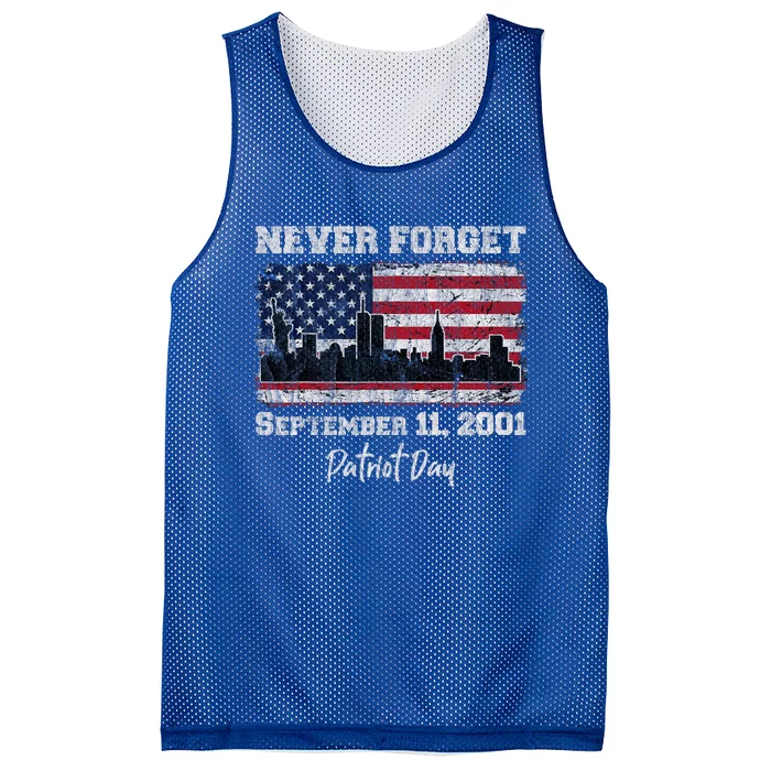 Never Forget September 11 2001 Memorial Day American Flag Mesh Reversible Basketball Jersey Tank