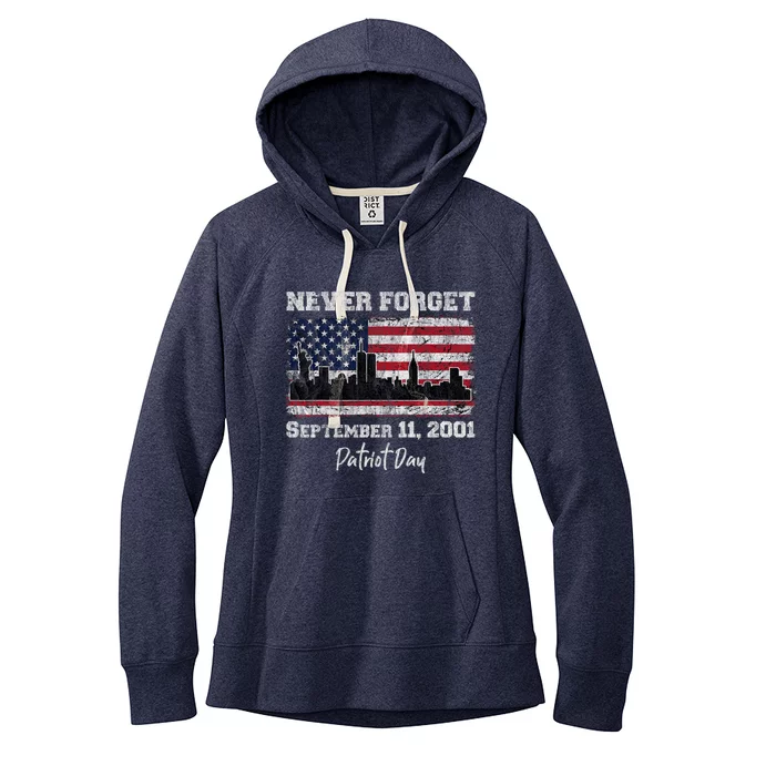 Never Forget September 11 2001 Memorial Day American Flag Women's Fleece Hoodie