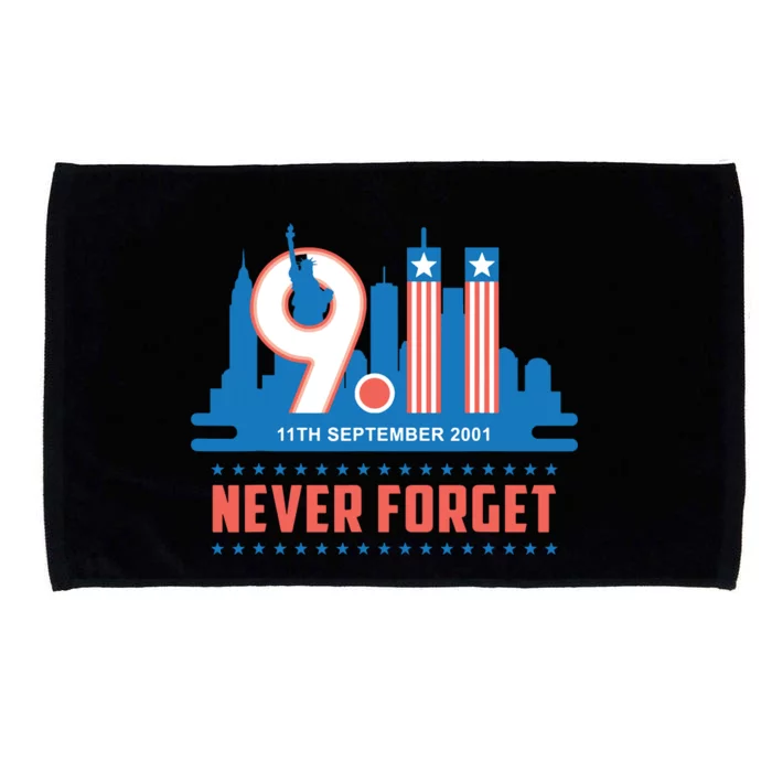 Never Forget September 11 2001 Memorial Day American Flag Microfiber Hand Towel