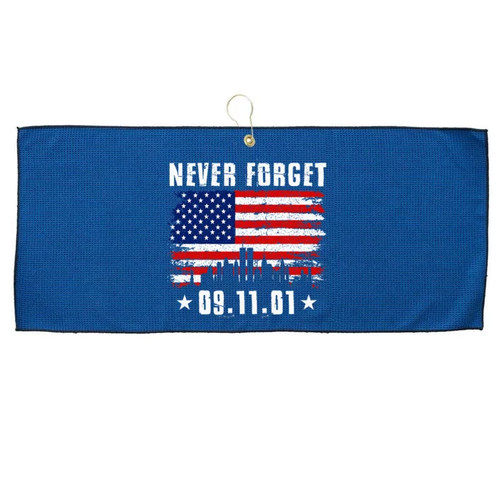 Never Forget September 11 2001 Memorial Day Large Microfiber Waffle Golf Towel