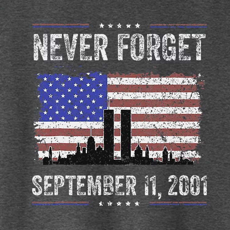 Never Forget September 11 2001 American Flag Women's Crop Top Tee