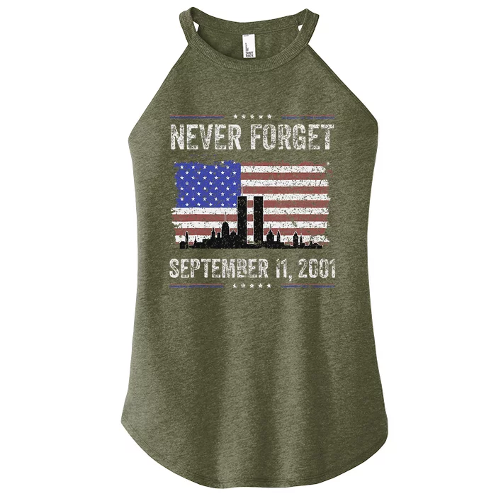 Never Forget September 11 2001 American Flag Women’s Perfect Tri Rocker Tank