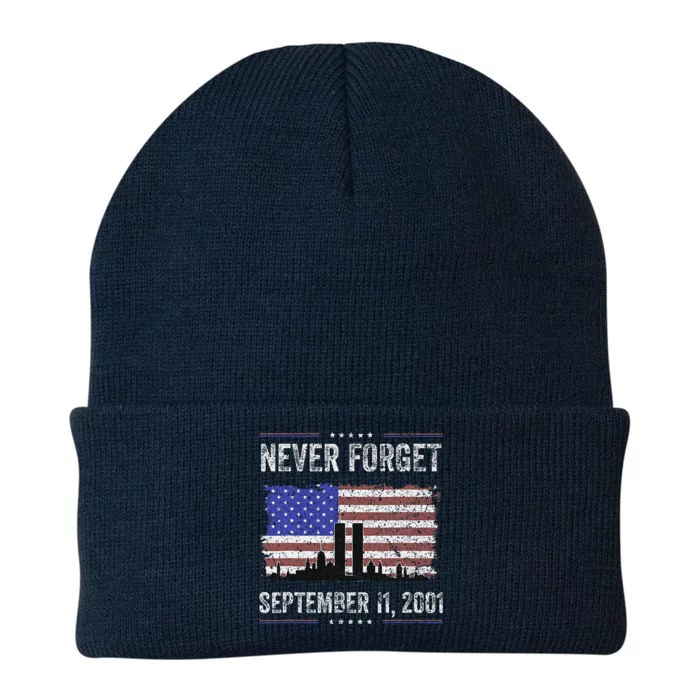 Never Forget September 11 2001 American Flag Knit Cap Winter Beanie