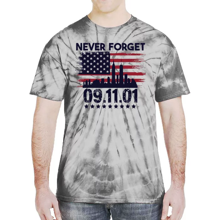 Never Forget September 11 2001 American Flag Tie-Dye T-Shirt