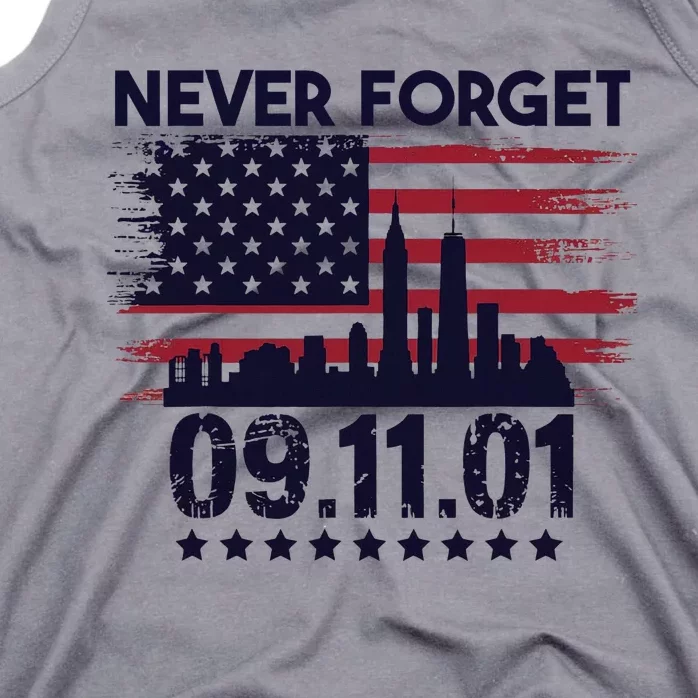 Never Forget September 11 2001 American Flag Tank Top