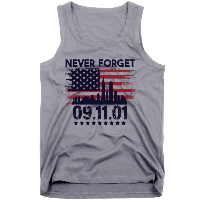 Never Forget September 11 2001 American Flag Tank Top