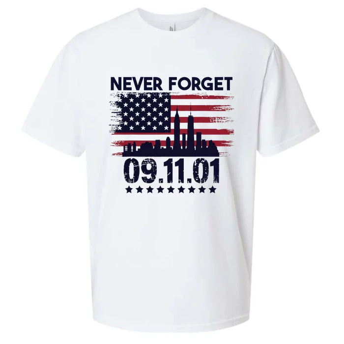 Never Forget September 11 2001 American Flag Sueded Cloud Jersey T-Shirt