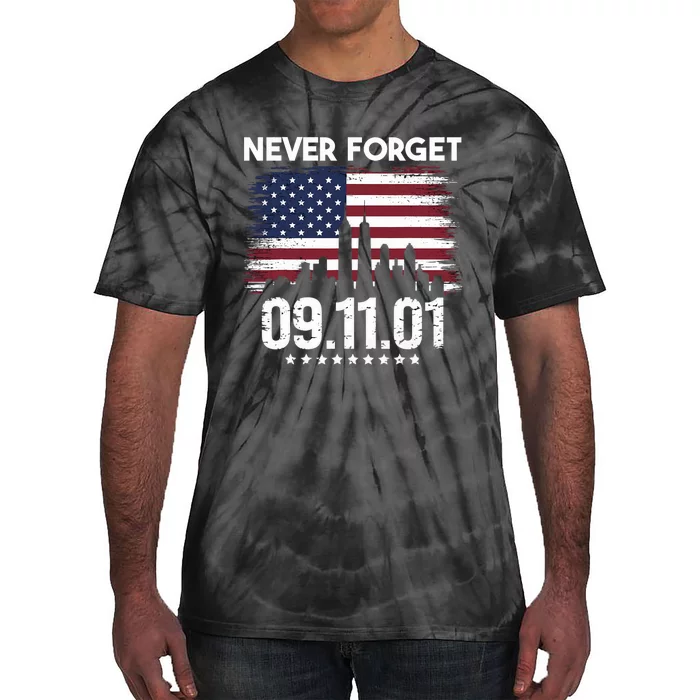 Never Forget September 11 2001 Memorial Day American Flag Tie-Dye T-Shirt