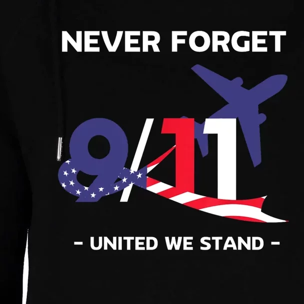 Never Forget September 11 2001 Memorial Day American Flag Womens Funnel Neck Pullover Hood