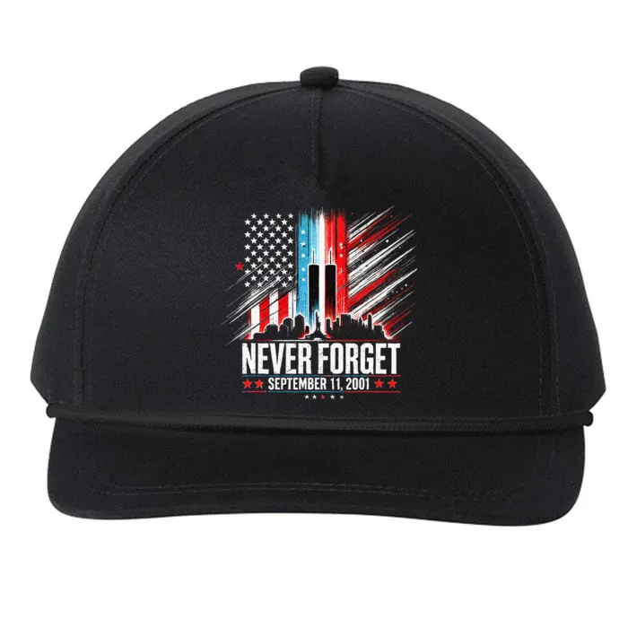 Never Forget September 11 2001 American Flag Snapback Five-Panel Rope Hat