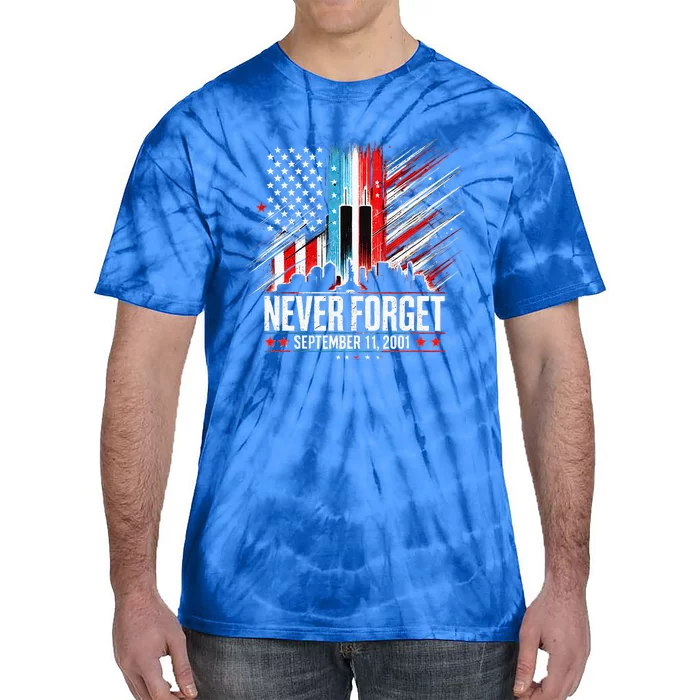 Never Forget September 11 2001 American Flag Tie-Dye T-Shirt