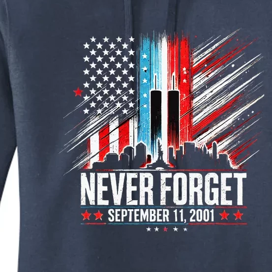 Never Forget September 11 2001 American Flag Women's Pullover Hoodie