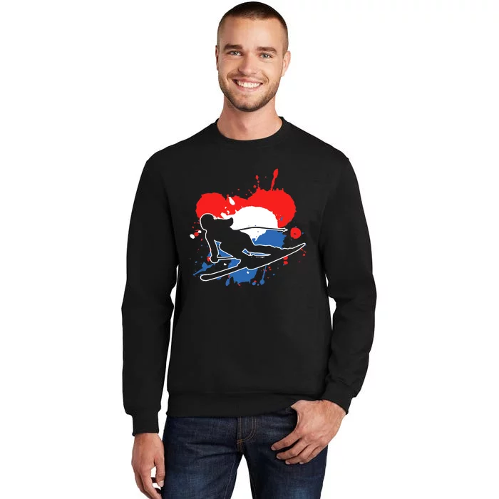 Netherlands Flag Skier Dutch Alpine Skiing Tall Sweatshirt