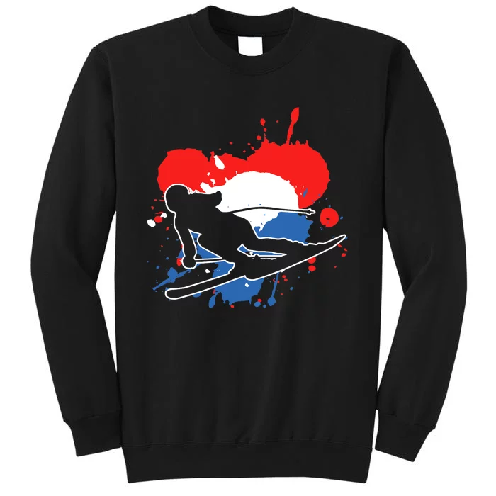 Netherlands Flag Skier Dutch Alpine Skiing Tall Sweatshirt