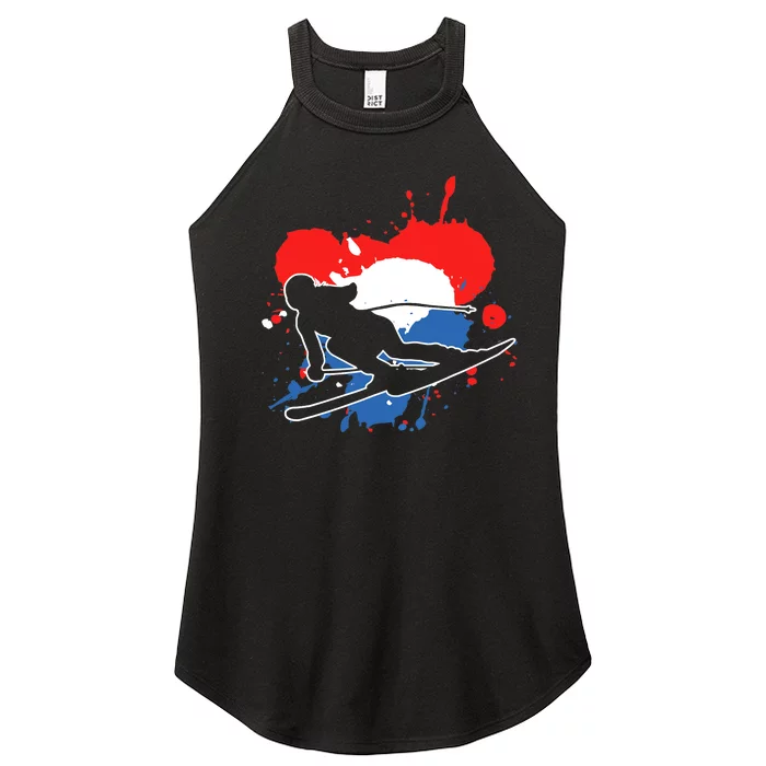 Netherlands Flag Skier Dutch Alpine Skiing Women’s Perfect Tri Rocker Tank