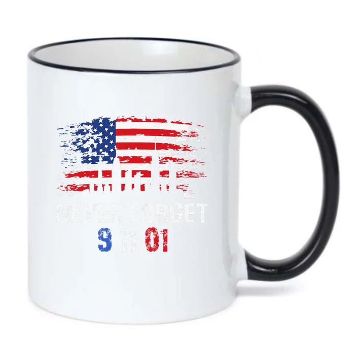 Never Forget September 11 2001 Memorial Day American Flag Gift Black Color Changing Mug