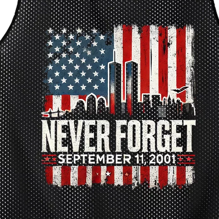 Never Forget September 11 2001 Memorial Day American Flag Mesh Reversible Basketball Jersey Tank