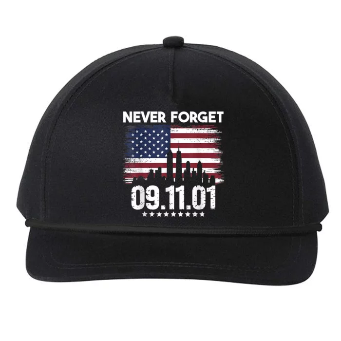 Never Forget September 11 2001 Memorial Day American Flag Snapback Five-Panel Rope Hat