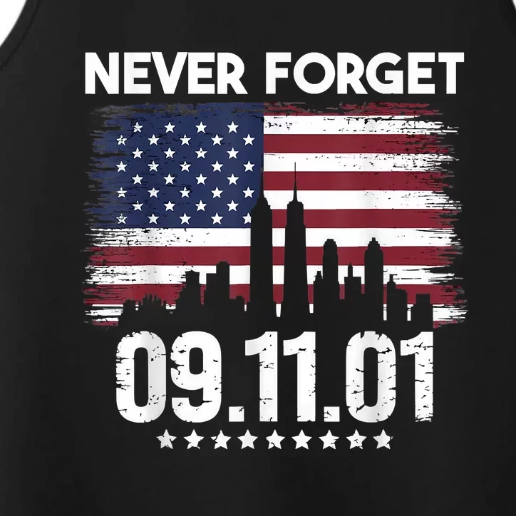 Never Forget September 11 2001 Memorial Day American Flag Performance Tank