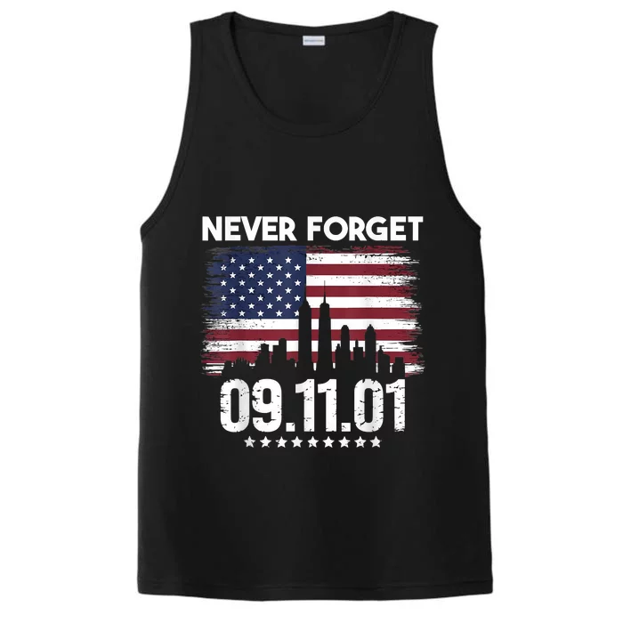 Never Forget September 11 2001 Memorial Day American Flag Performance Tank