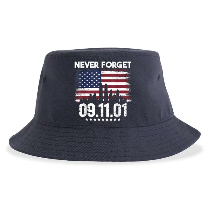 Never Forget September 11 2001 Memorial Day American Flag Sustainable Bucket Hat