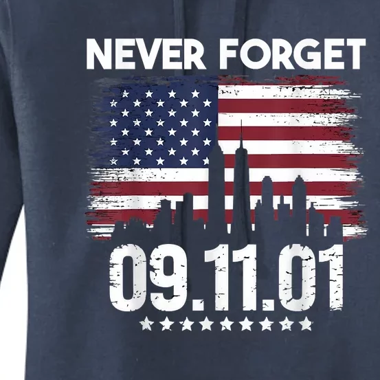 Never Forget September 11 2001 Memorial Day American Flag Women's Pullover Hoodie