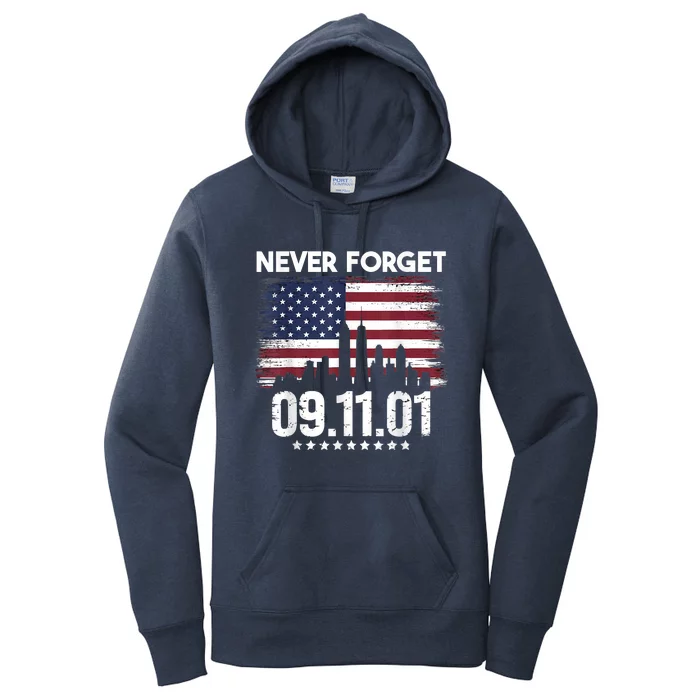 Never Forget September 11 2001 Memorial Day American Flag Women's Pullover Hoodie