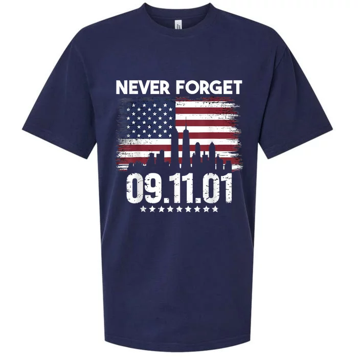 Never Forget September 11 2001 Memorial Day American Flag Sueded Cloud Jersey T-Shirt