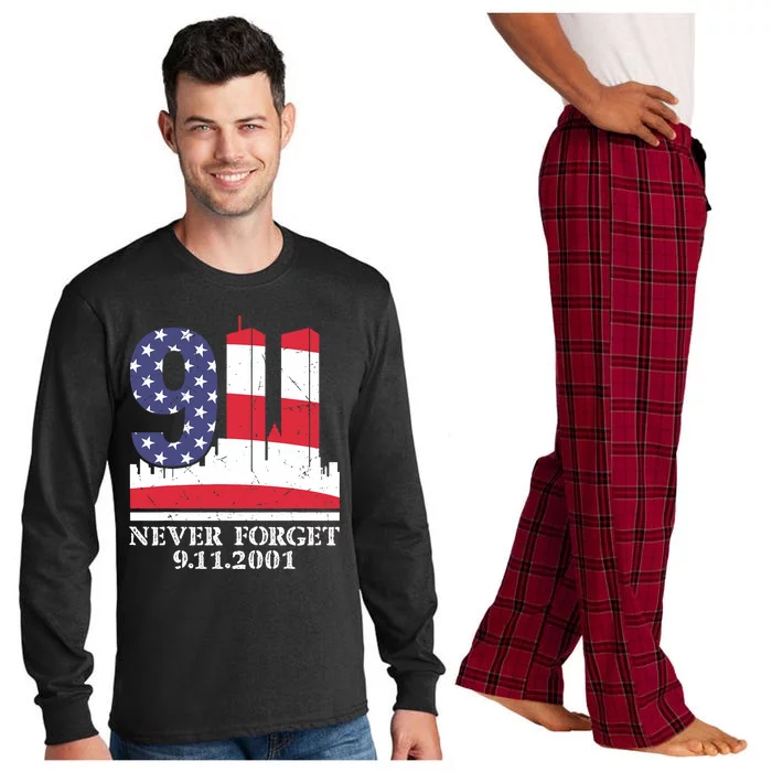 Never Forget September 11 2001 Memorial Day American Flag Long Sleeve Pajama Set