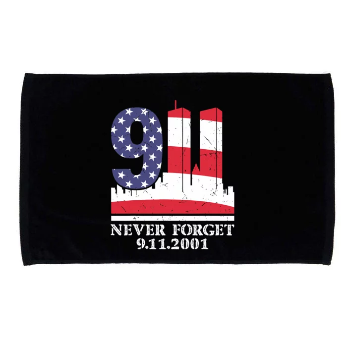 Never Forget September 11 2001 Memorial Day American Flag Microfiber Hand Towel