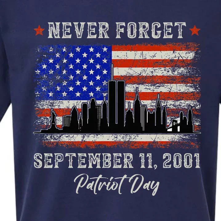 Never Forget September 11 2001 Memorial Day American Flag Sueded Cloud Jersey T-Shirt