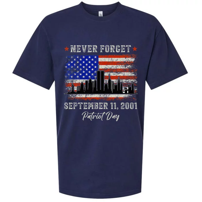 Never Forget September 11 2001 Memorial Day American Flag Sueded Cloud Jersey T-Shirt