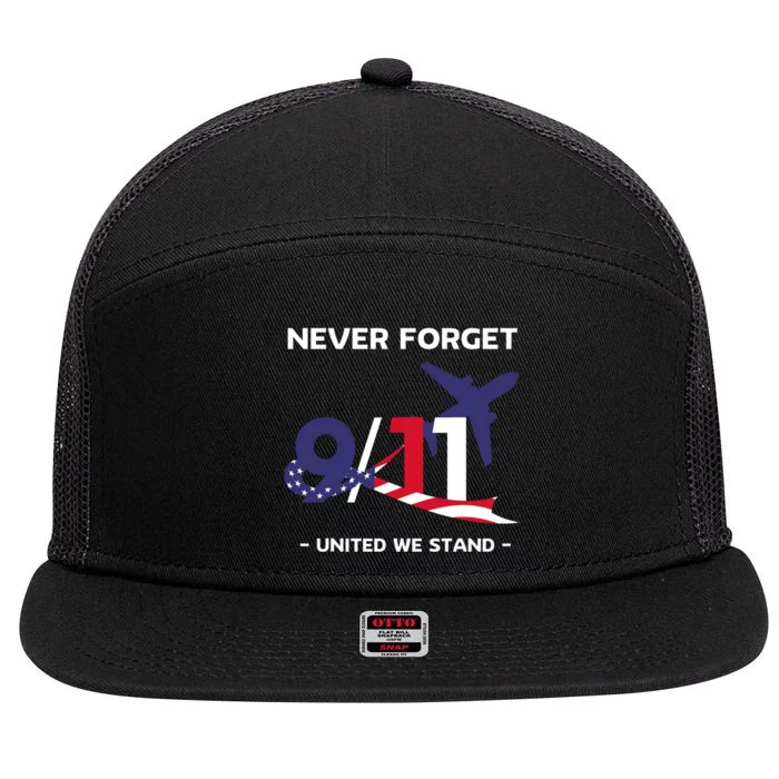 Never Forget September 11 2001 Memorial Day American Flag 7 Panel Mesh Trucker Snapback Hat