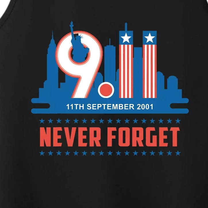 Never Forget September 11 2001 Memorial Day American Flag Performance Tank