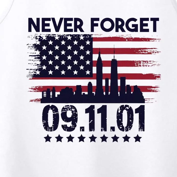 Never Forget September 11 2001 Memorial Day American Flag Performance Tank