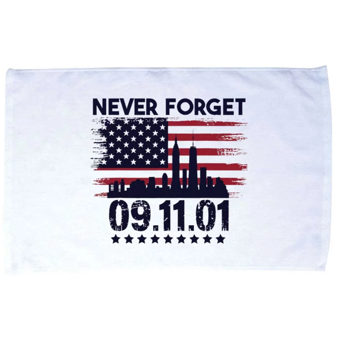 Never Forget September 11 2001 Memorial Day American Flag Microfiber Hand Towel